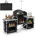 Aluminum Camping Kitchen Table with 3 Multifunctional Cupboards by Pnbfhn