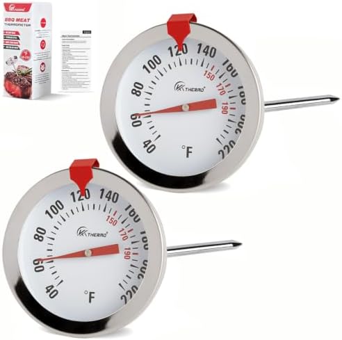 Oven‑Safe Analog Meat Thermometer, 2‑in Dial Adjustable Target Marker 2pc by Unknown