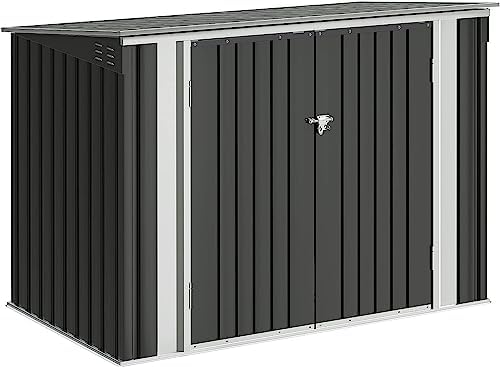 Devoko Outdoor Storage Shed 5.8 x 3.3 FT Metal Trash Shed Waterproof Outside Storage with Lid Chain Hydraulic Gas Rod for Trash Can Weeding Tools - Image 2