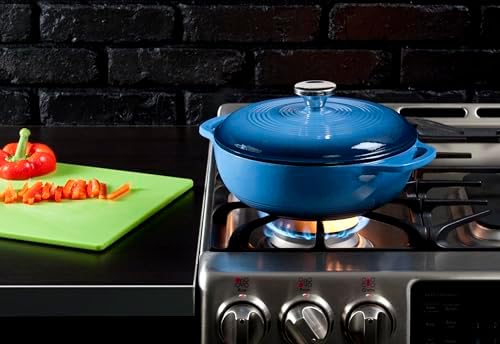 Lodge Essential Enamel Cast Iron Dutch Oven, 3 Quart, Caribbean Blue - Image 2