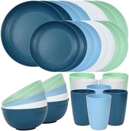 Quatish 32 Piece Plates and Bowl Set for 8, Dinnerware Dish Set for Kitchen by Quatish