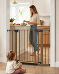 Cumbor 30-43" Wide Baby Gate, Auto-Close Walk-Through Safety Gate, Brown by Cumbor