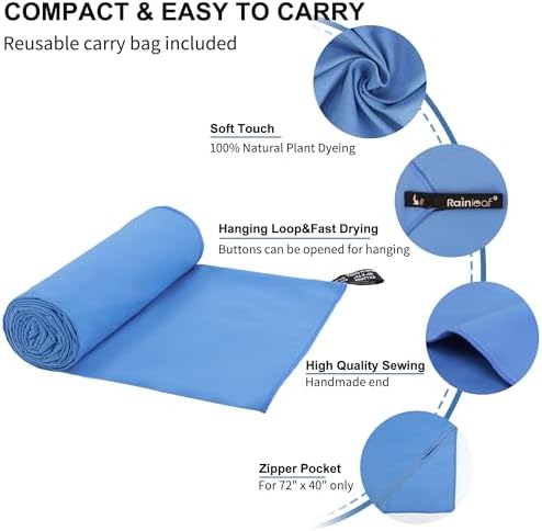 Rainleaf Microfiber Towel Quick Dry Camping & Travel & Gym Towel. Compact - Image 2