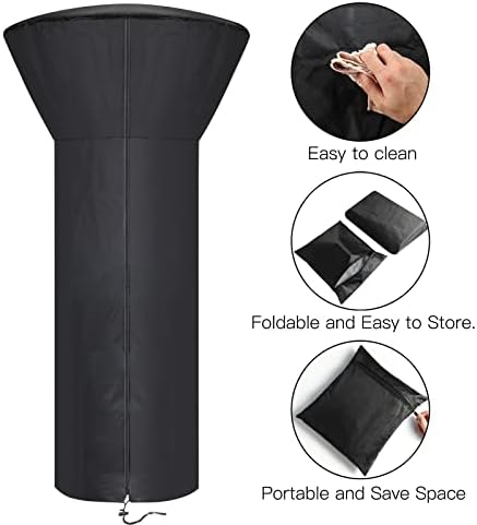 Patio Tabletop Heater Covers with Zipper and Storage Bag,Waterproof,Dustproof,Wind-Resistant,Sunlight-Resistant,Snow-Resistant,Black,38'' Height x 24" Dome x 14.5" Base - Image 2