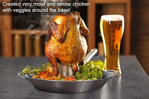 Beer Can Chicken Holder 12 Inch Stainless Steel Grill Roaster Stand - Image 3