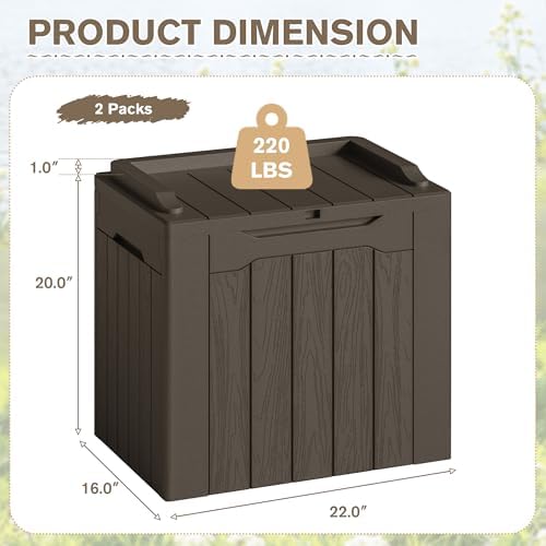 JUMMICO 31 Gallon Resin Deck Box Waterproof Outdoor Storage Boxes 2 Pack - Image 6