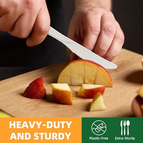 150 pcs 100% Compostable Knives, 7 Inch Disposable Cornstarch Knives - Image 6
