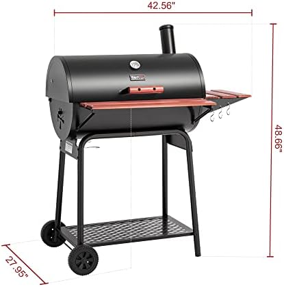 Royal Gourmet CC1830V 30 Barrel Charcoal Grill with Side Front Table - Image 4