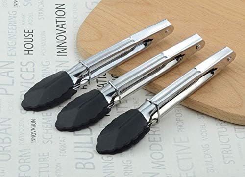 HINMAY Mini Tongs with Silicone Tips 7-Inch Kitchen Tongs, Set of 3 (Black) - Image 5
