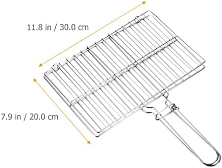 Kichvoe Thickened Stainless Steel Fish Grill Basket with Handle 15.74X11.81 Inch Mesh Rack for Outdoor Bbq Grilling Vegetables Steak Shrimp and Chicken - Image 2