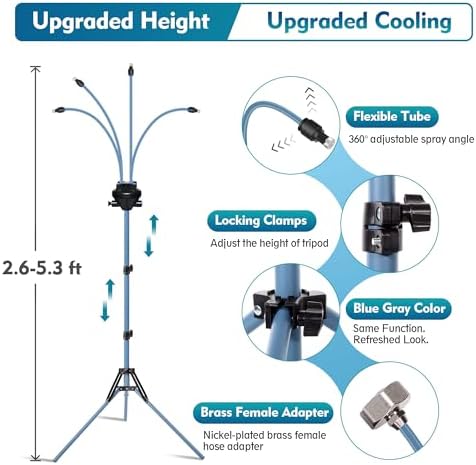 Standing Misters for Outside Patio, Adjustable Height 5.3 FT Stand Misting System for Cooling Outdoor, Portable Water Mister for Mist Playing, Patio Cooling, Backyard, Porch, Sprinkler - Image 2