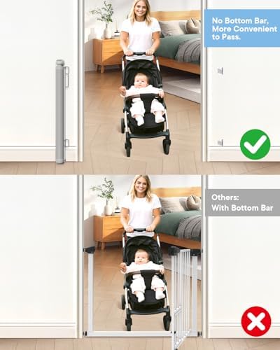 Retractable Baby Gates, 34" Tall Fits Up to 55" Wide, White - Image 6