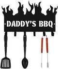 Personalized BBQ Cooking Utensils Wall Hooks Rack for Dad Custom Grilling Tool Organizer Barbecue Tool Metal Storage Holders Grill Cutlery Hanger Father's Day Utensils Hanging Hooks (Style 1) by Custom