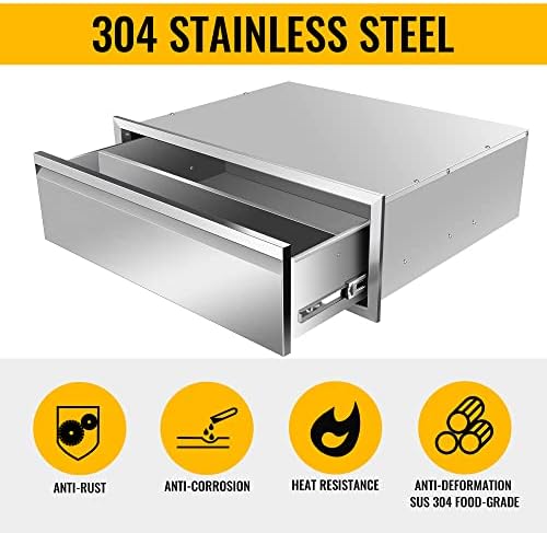 Outdoor Kitchen Drawers Stainless Steel 30W X 10H X 23D Inch, Flush Mount Single BBQ Island Drawers with Hidden Handle for Outdoor Kitchens, Patio or Grill Station - Image 2