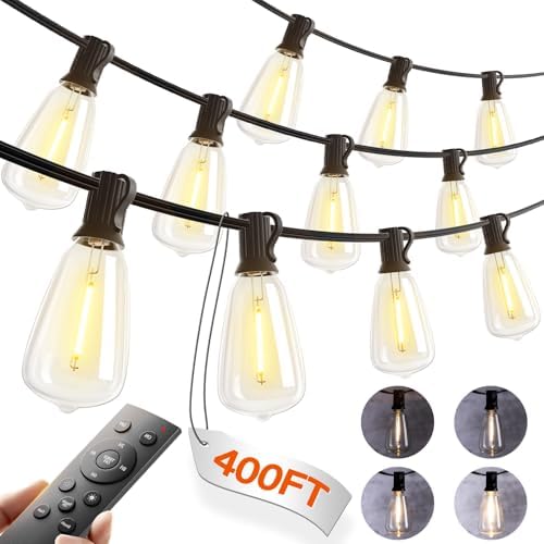 addlon 400FT(50*8) Outdoor String Lights with Remote LED Edison Waterproof by addlon