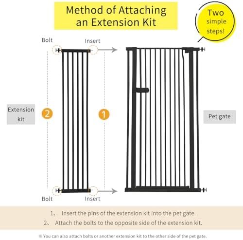 Lumizone Extra Tall Cat Gate Extension Kit 55.12" High 12.6" Wide Black - Image 2