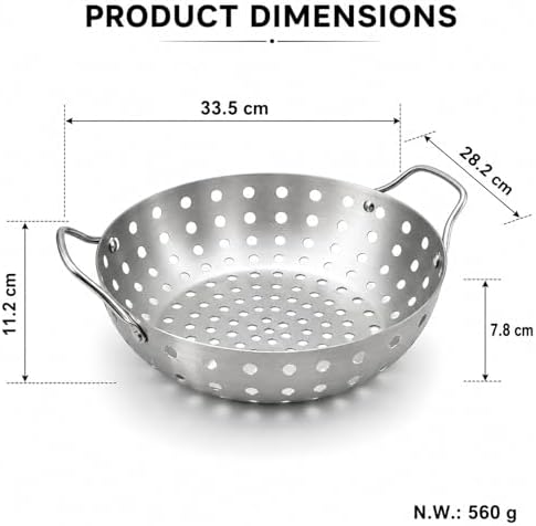 Grill Basket for Outdoor– Stainless Steel Grill Basket for Vegetables, Seafood & Small Foods, Durable BBQ Cooking Accessory for Charcoal and Gas Grills - Image 2