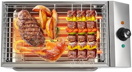 1800W Electric BBQ Grill, Non-stick Stainless Steel Smokeless Barbecue Grill, 110V Commercial Indoor & Outdoor Countertop Grill with Removable Griddle for Camping Party by Unknown