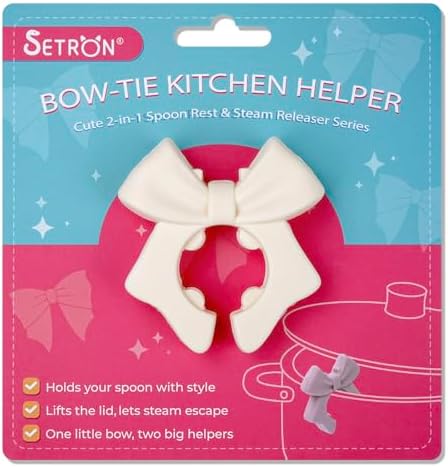 Bow Spoon Holder Cute Spoon Rest for Stove Top, Steam Releaser & Lid Lifter – Heat Resistant Silicone Cooking Gadget, Cute Kitchen Accessories, Gift for Home Cooks by Setron