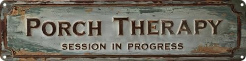 Porch Therapy Metal Sign 4x16in Rustic Boho Plaque for Cabin Porch Yard House Wall Decor Funny Outdoor Art by Unknown