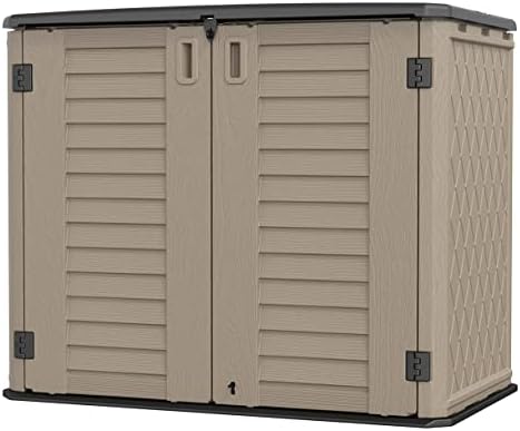 KINYING Outdoor Storage Shed - Horizontal Storage Cabinet Waterproof for Garden, Patio, Backyard, Storage Box for Easy Storage of Garbage Cans, Tools, Lawn Mower, 35 Cubic Feet,Dark Brown by KINYING