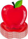 Woozettn 50 Pcs Red Apple Paper Plates Back to School Decorations,First Day of School Apple Shape Plates,Disposable Tableware Dinnerware for Preschool Graduation Party Supplies by Woozettn