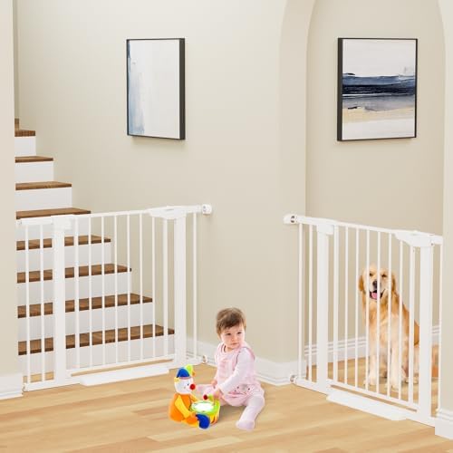 Cumbor 2 Pack 30-40.6 in Baby Gate for Stairs and Doorways, Dog Gate White - Image 2