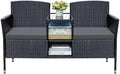 Greesum Patio Loveseat Outdoor Wicker Furniture Conversation Set,Gray by BuynowfromGreesum