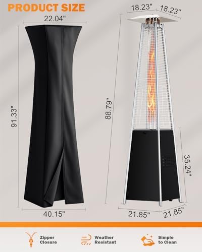 Pyramid Patio Heater for Outdoor Use, 48000 BTU Fast Heating Propane Heater with Wheels & Weatherproof Cover, Triple Protection System Outdoor Heaters for Patio, Yard, Pool, Garden - Image 2