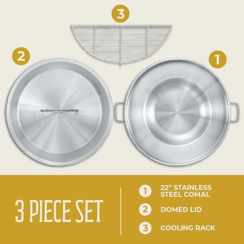 CONCORD Stainless Steel 3 Piece 22" Comal Cookware Set. Comales Discada Set - Image 3