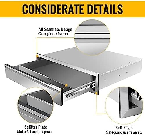 Pull Out Trash Drawer, Lower Sliding Rails Stainless Steel Roll Out Trash Bin Pull Out Tray With Handle For Outdoor Kitchen BBQ Island Grill Station,Single Drawer - Image 4