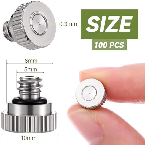 Zhengmy 100 Pcs Brass Misting Nozzles 0.3mm for Cooling System, Silver - Image 2
