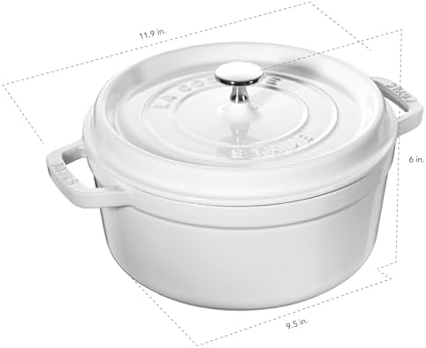 STAUB Cast Iron Dutch Oven 4-qt Round Cocotte, Made in France, Serves 3-4, White - Image 5