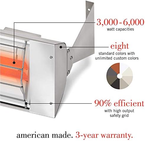 Infratech WD-6024 BL Stainless Steel Fixture Dual Element Electric Patio Heater 61.25" Long, 6000 Watt, 240 Volts, Black Finish - Image 4