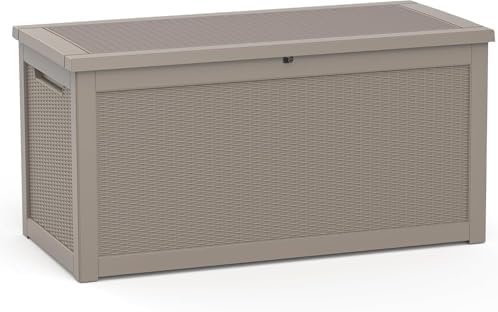320 Gallon Resin Deck Box, Grey Outdoor Storage Box, Waterproof UV Resistant with Hydraulic Rod & Stable Structure, Great for Patio, Garden and Pool(Gray) by KFY