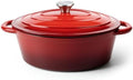 Oval Dutch Oven for Bread Baking, 4.5 Quart Non Stick Enameled Cast Iron Dutch Oven Pot with Lid, Oven Safe Oval Casserole with Lid up to 500°F for Baking, Braising, Stews, Roasting (Red) by Kerilyn