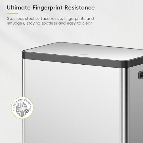 EKO EcoCasa II 36L+24L Dual Trash Can with Recycle Bin, Stainless Steel Garbage Can with Lid, Deodorizer Compartment, Odor-Proof and Fingerprint Resistant - Image 6