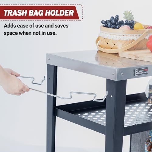 Royal Gourmet PC3404S Movable 3-Shelf Grill Table, Stainless Steel Tabletop - Image 5