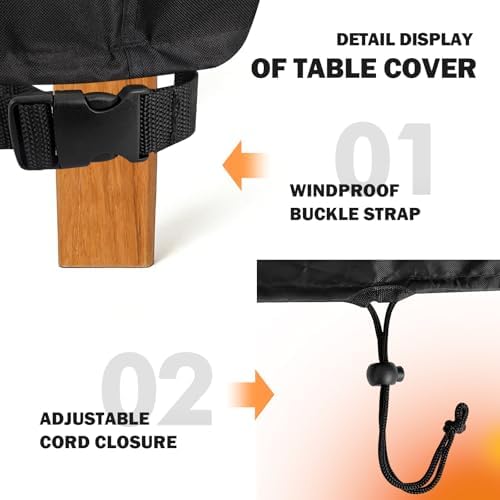 TOHONFOO Waterproof Rectangular Patio Table Cover, 60" x 35" x 6", Black - Image 5