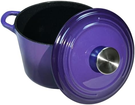 Flavehc Dutch Oven Pot with Lid 2.8 Qt Cast Iron Dutch Oven for Bread Baking, Purple Enameled Cast Iron Soup Pot, Small Deep Dutch Oven for Soup, Stews & Small Family Meals - Image 5