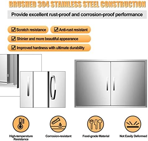 Outdoor Kitchen Doors 36W x 24H Inch Double BBQ Access Doors, 304 Stainless Steel for Cabinet Grill Station or Island - Image 6