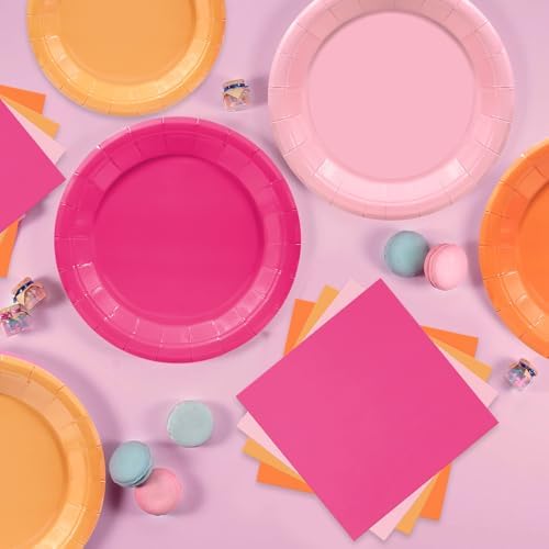 180pcs Pink and Orange Party Decorations,Serves 60 - Image 3