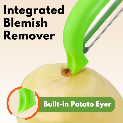 Rainspire Vegetable Peeler Potato Peelers for Kitchen, Sharp Stainless Steel Blades Veggie, Comfortable Handle Fruit Peeler, Carrot Peeler Apple Peeler Dishwasher Safe, Green, 1-Pack - Image 5