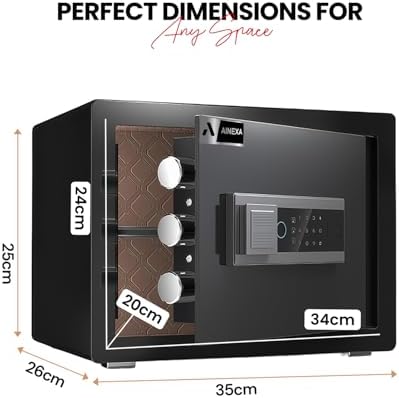 Amazon Basics Steel Home Security Safe with Electronic Keypad, Programmable Combination Lock for Documents, Jewelry, Valuables, Removable Shelf, 1.52 Cubic Feet, Black, 13.8"W x 13"D x 16.5"H - Image 3