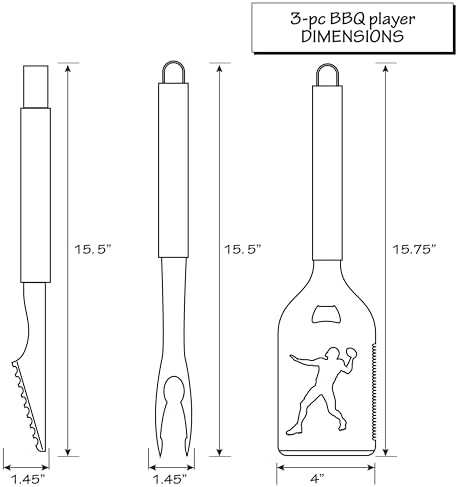 Siskiyou Sports NCAA LSU Tigers 3 pc Steel BBQ Tool Set, One Size, Team Colors - Image 3