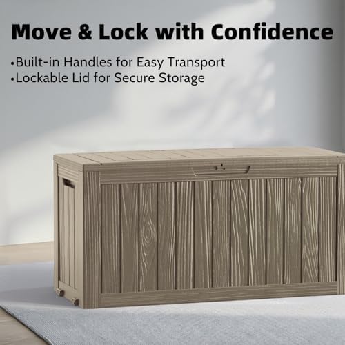 130 Gallon Resin Deck Box, Outdoor Storage Box, Waterproof UV Resistant Lockable，Weatherproof Organizer for Patio Furniture Cushions, Pool Accessories, Garden Tools, Indoor & Outdoor Use, Grey - Image 7