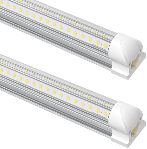 2-Pack T8 LED Shop Light 4FT, 42W 6300 Lumen 6000K Cool White, 4 Years Warranty, Linkable and Plug and Play Lights for Garage Ceiling Workshop Commercial Lighting by SUSLUM