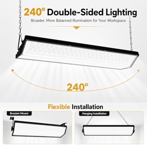 LED Shop Lights, 125W 17500LM Double-Sided Linkable Garage Lighting 4 Pack - Image 5