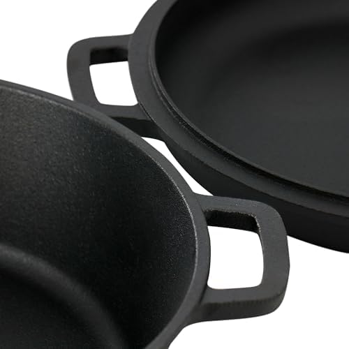 MegaChef 5 Quart Pre-Seasoned 2-in-1 Cast Iron Dutch Oven and Skillet - Image 5