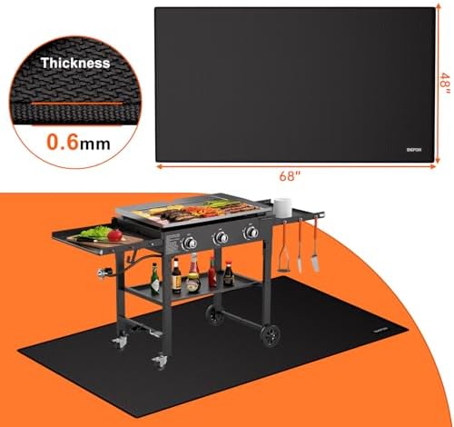 ENGPOW Large 68 x 48 inches Under Grill Mat for Outdoor Grill, Double-Sided Fireproof Indoor Fireplace Mat Fire Pit Mat, Oil-Proof Waterproof BBQ Mat for Deck Patio Lawn,Reusable and Easy to Clean - Image 3